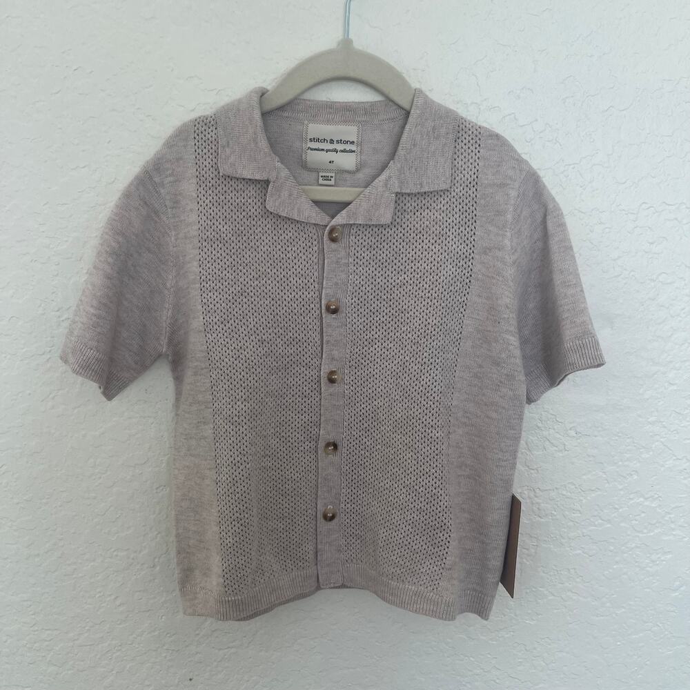 Stitch & Stone Toddler Knit Button-Up Shirt 4T NWT